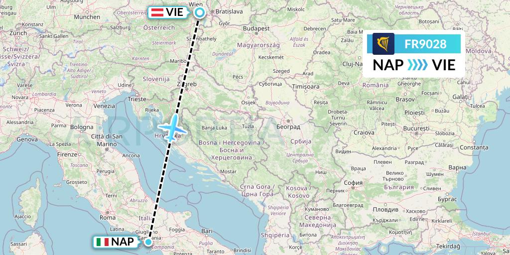 FR9028 Ryanair Flight Map: Naples to Vienna