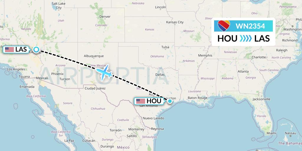 WN2354 Southwest Airlines Flight Map: Houston to Las Vegas