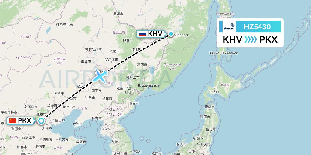 HZ5430 Aurora Flight Map: Khabarovsk to Beijing