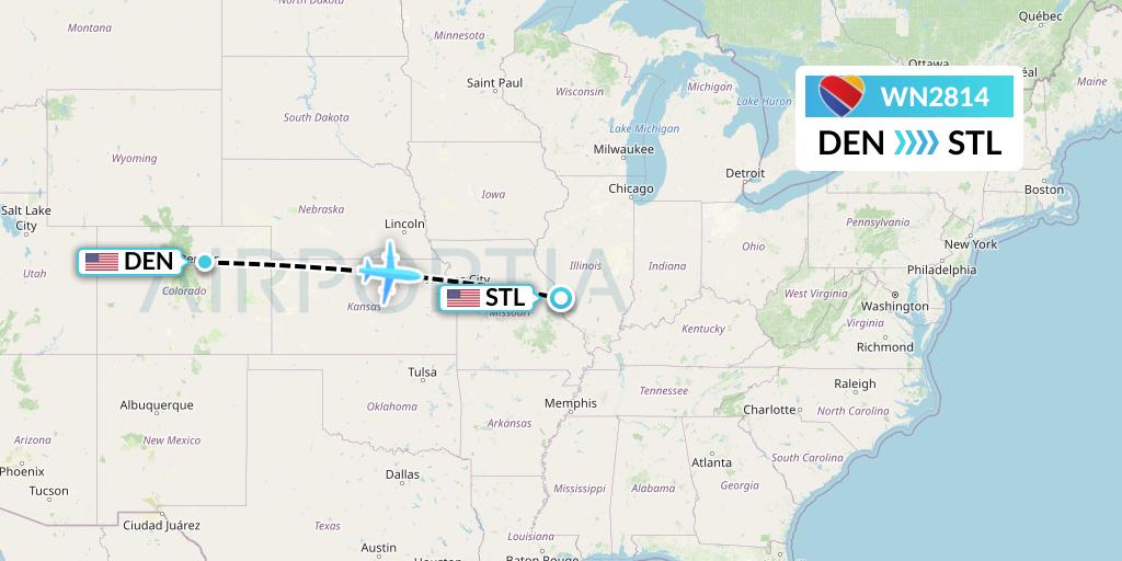 WN2814 Southwest Airlines Flight Map: Denver to St. Louis