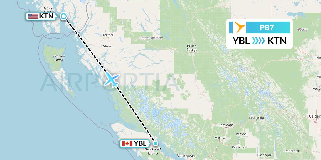 PB7 PAL Airlines Flight Map: Campbell River to Ketchikan
