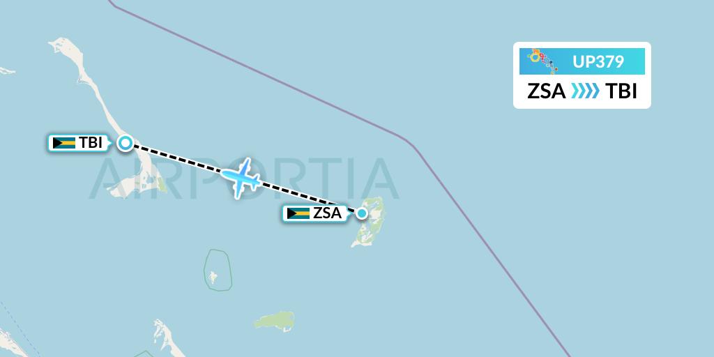 UP379 Bahamasair Flight Map: San Salvador to The Bight