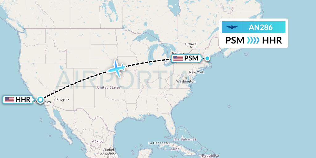 AN286 Advanced Air Flight Map: Portsmouth to Hawthorne