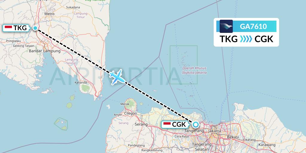 GA7610 Garuda Indonesia Flight Map: Bandar Lampung to Jakarta