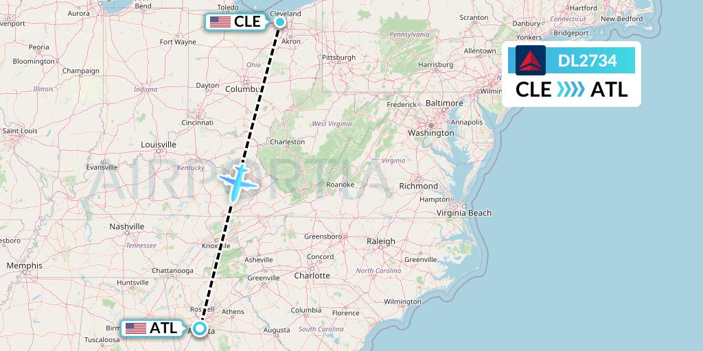DL2734 Flight Status Delta Air Lines Cleveland to Atlanta (DAL2734)