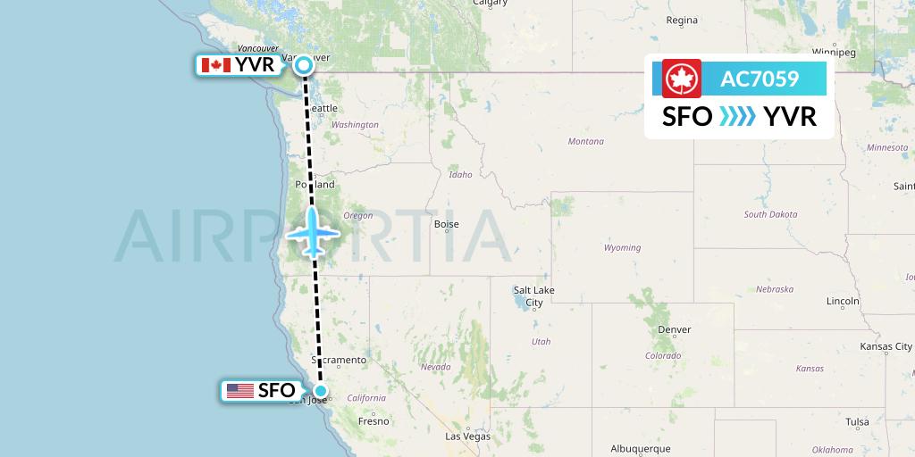 AC7059 Air Canada Flight Map: San Francisco to Vancouver