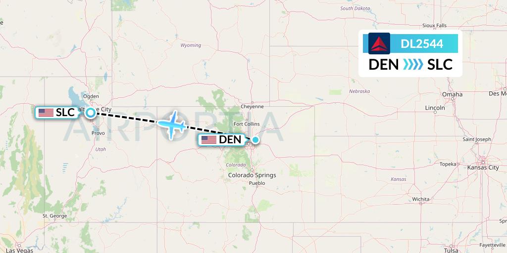 DL2544 Delta Air Lines Flight Map: Denver to Salt Lake City