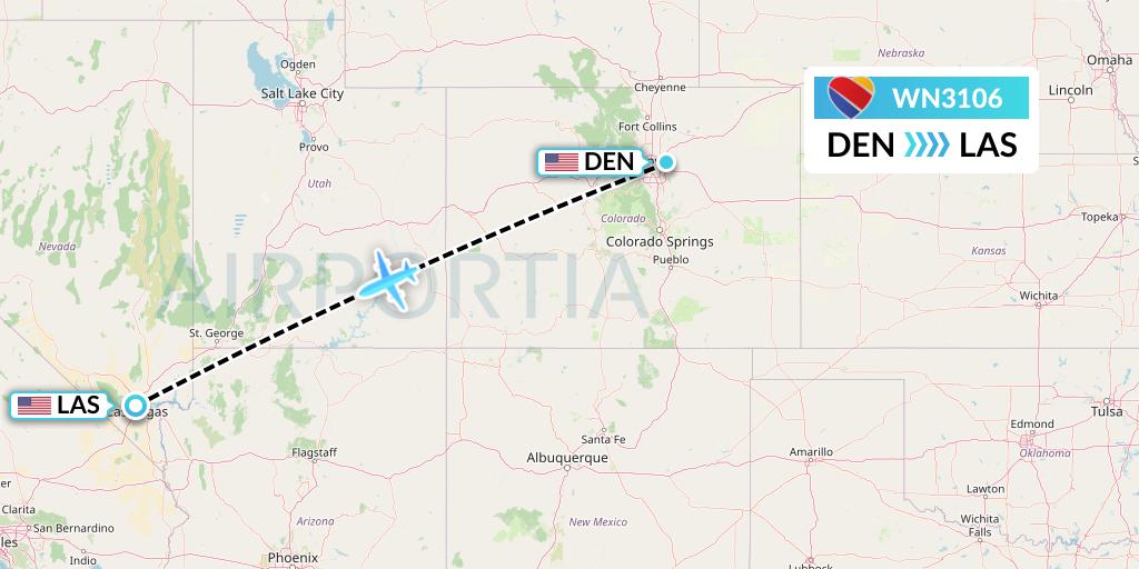 WN3106 Southwest Airlines Flight Map: Denver to Las Vegas