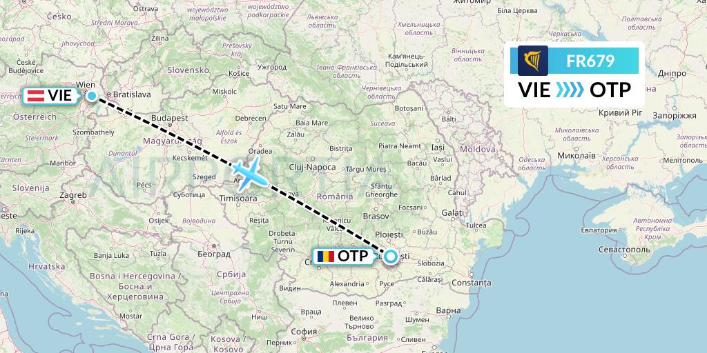 FR679 Ryanair Flight Map: Vienna to Bucharest