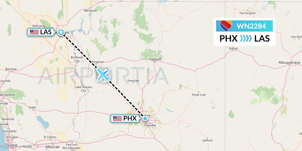 WN2284 Southwest Airlines Flight Map: Phoenix to Las Vegas