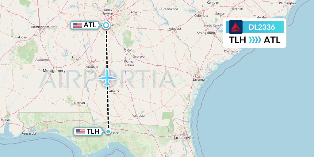 DL2336 Delta Air Lines Flight Map: Tallahassee to Atlanta