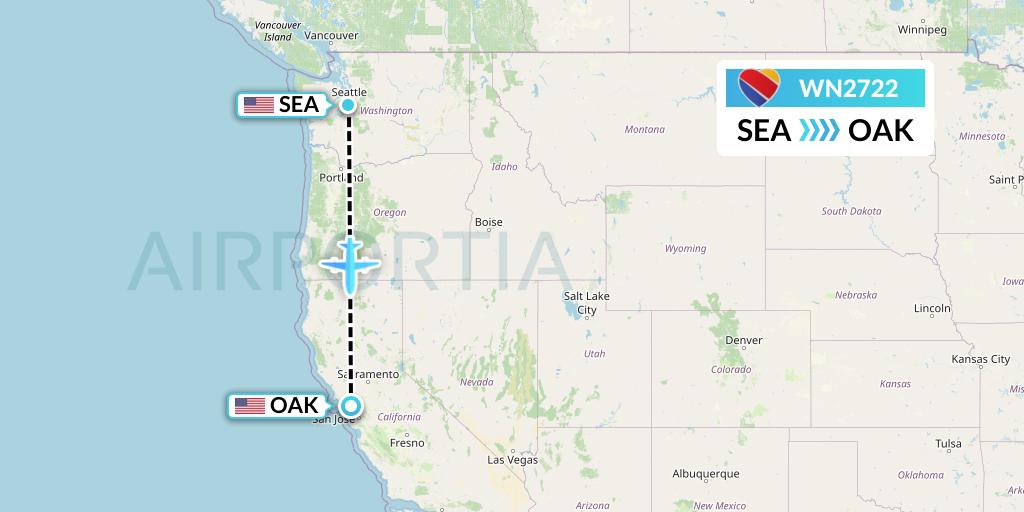 WN2722 Southwest Airlines Flight Map: Seattle to Oakland
