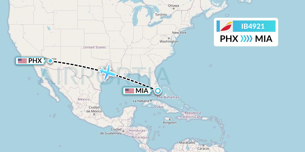 IB4921 Iberia Flight Map: Phoenix to Miami