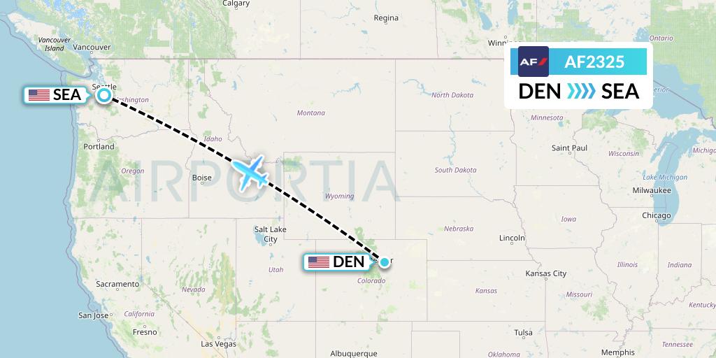 AF2325 Air France Flight Map: Denver to Seattle