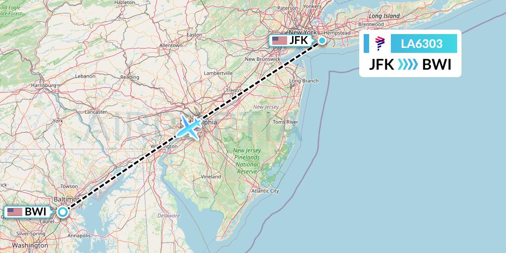 LA6303 Flight Status LAN Airlines New York to Baltimore (LAN6303)