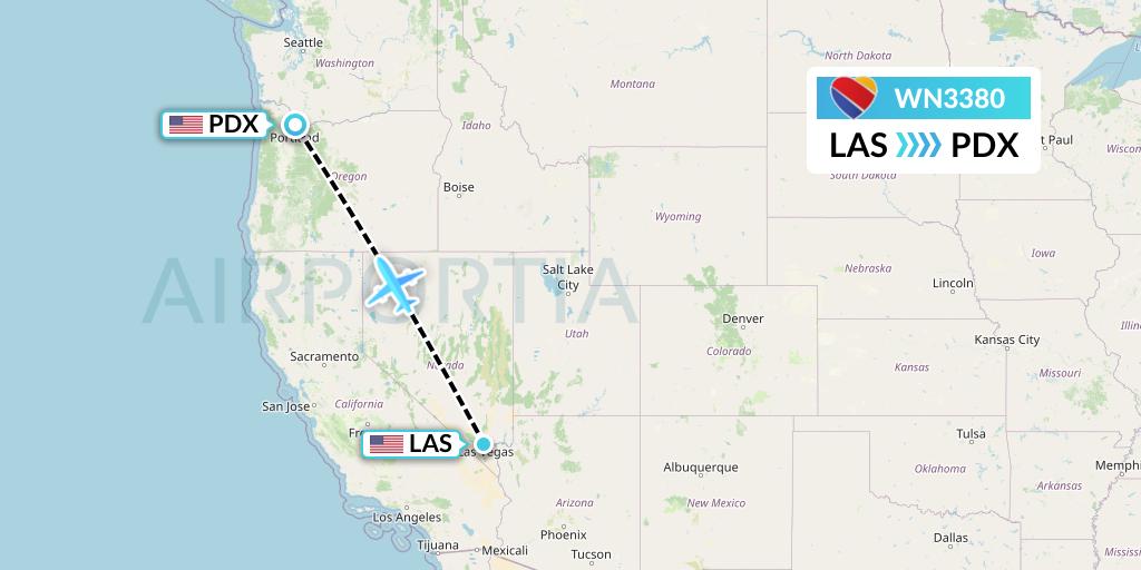 WN3380 Southwest Airlines Flight Map: Las Vegas to Portland