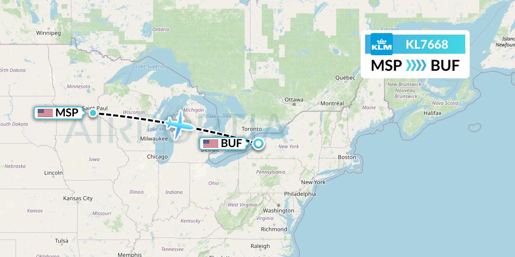 KL7668 Flight Status KLM Minneapolis to Buffalo (KLM7668)