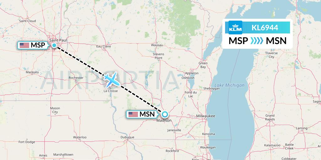 KL6944 Flight Status KLM Minneapolis to Madison (KLM6944)