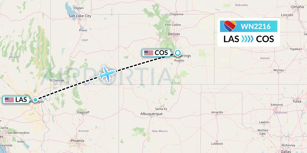 WN2216 Flight Status Southwest Airlines Las Vegas to Colorado Springs