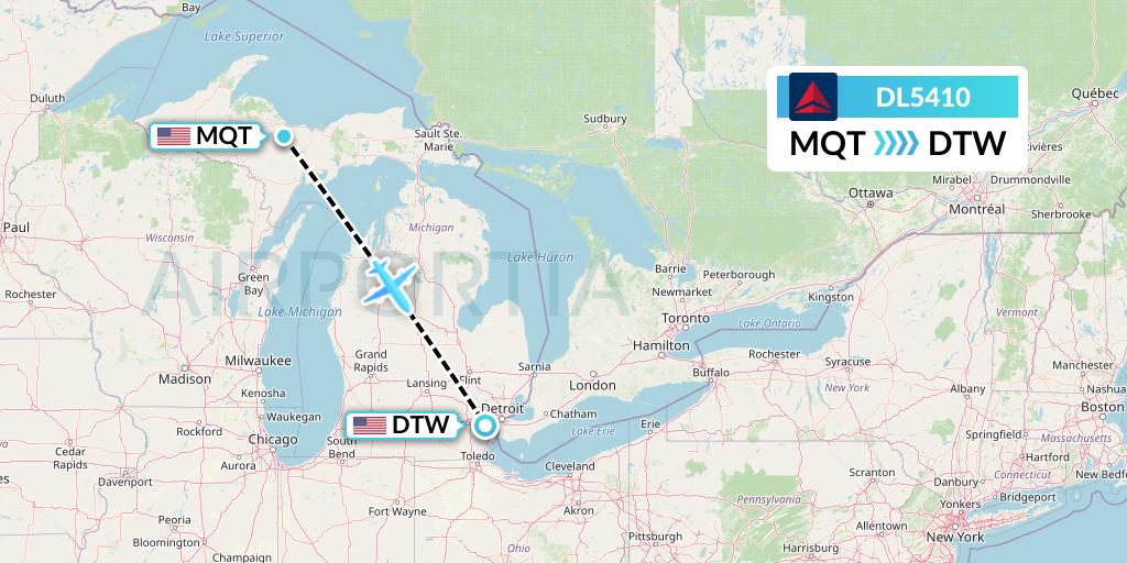 DL5410 Flight Status Delta Air Lines Marquette to Detroit (DAL5410)