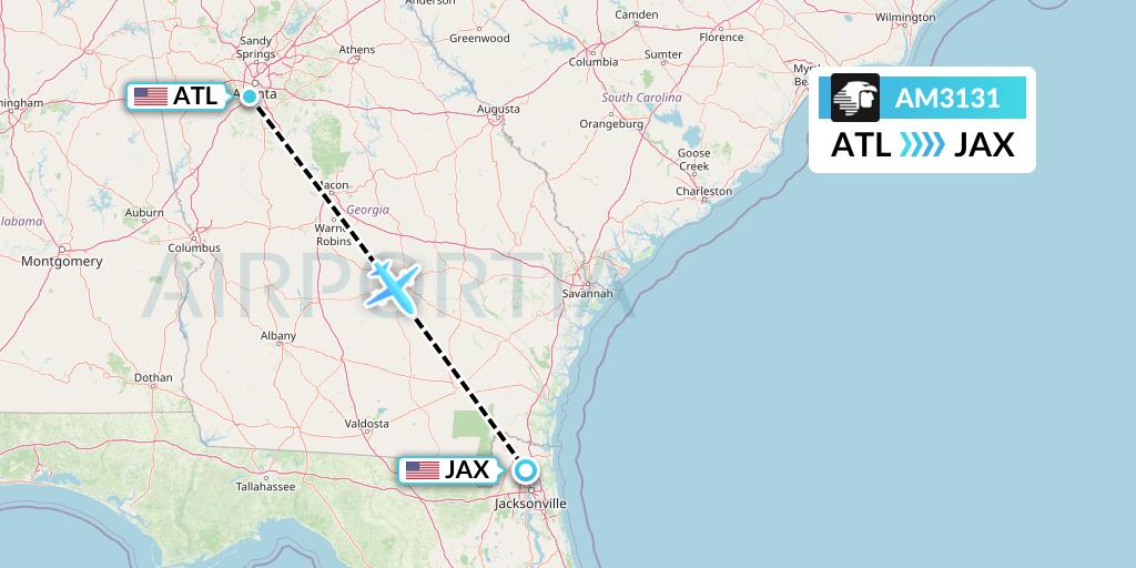 AM3131 Aeromexico Flight Map: Atlanta to Jacksonville