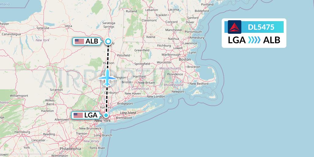 DL5475 Delta Air Lines Flight Map: New York to Albany