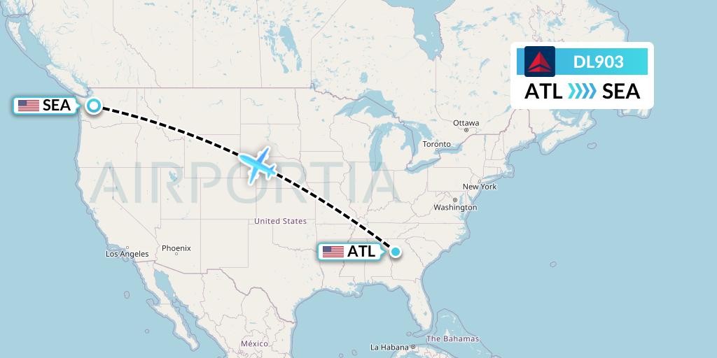 DL903 Delta Air Lines Flight Map: Atlanta to Seattle