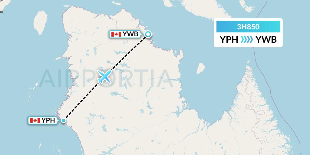 3H850 Air Inuit Flight Map: Inukjuak to Kangiqsujuaq