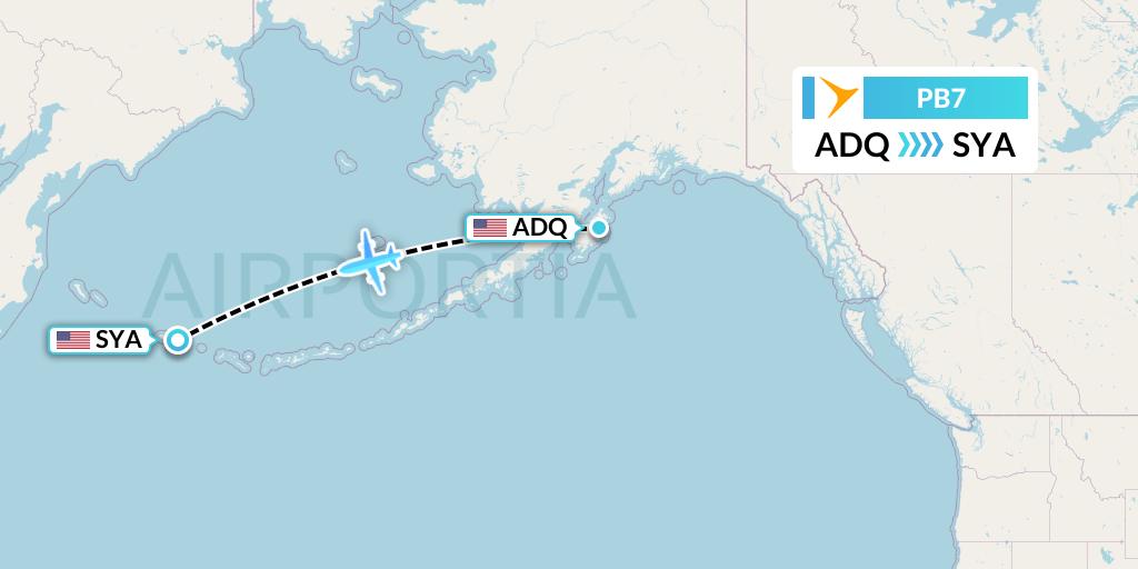 PB7 PAL Airlines Flight Map: Kodiak to Shemya