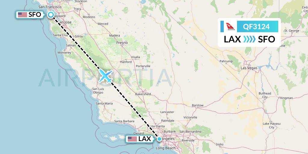 QF3124 Qantas Flight Map: Los Angeles to San Francisco