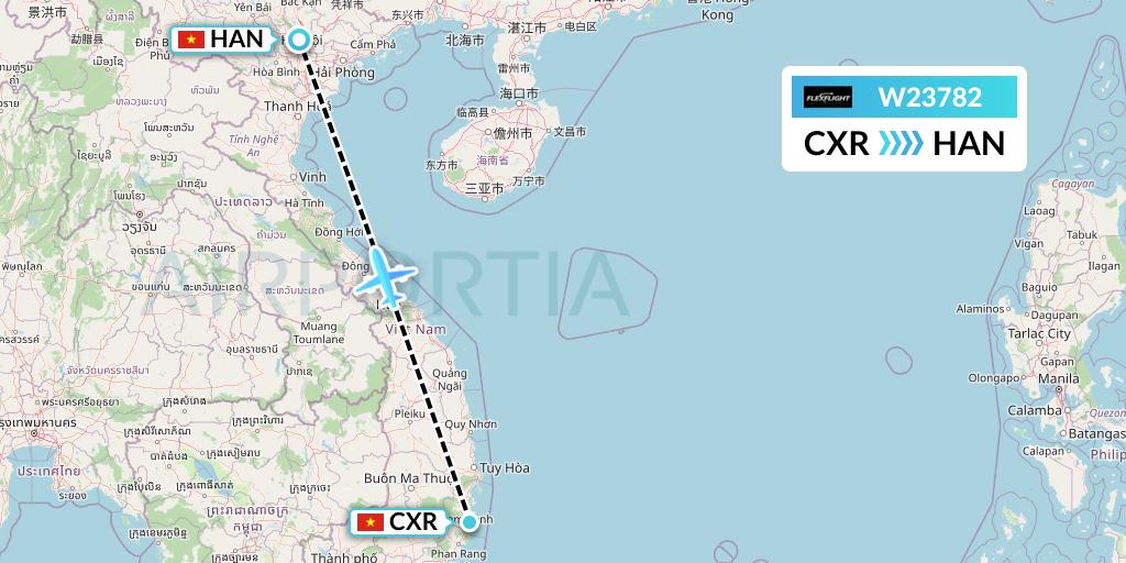 W23782 Flex Flight Flight Map: Nha Trang to Hanoi