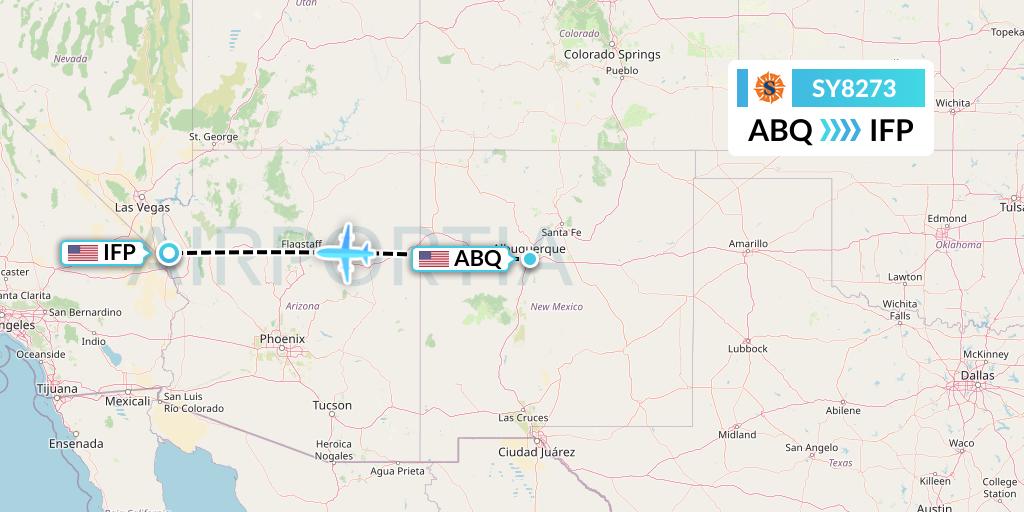 SY8273 Sun Country Airlines Flight Map: Albuquerque to Bullhead City