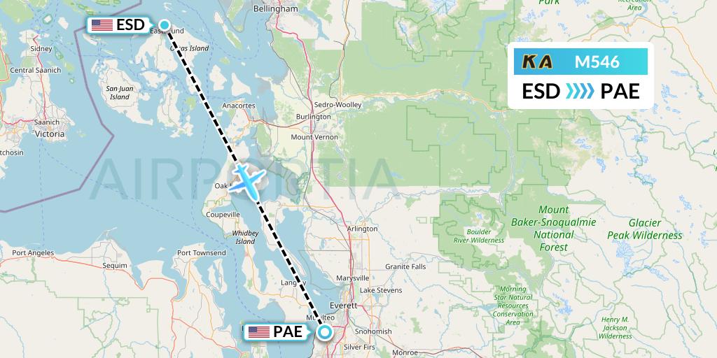 M546 Kenmore Air Flight Map: Eastsound to Everett