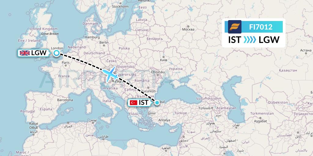 FI7012 Icelandair Flight Map: Istanbul to London