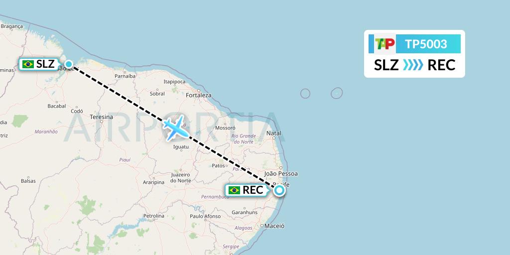 TP5003 TAP Portugal Flight Map: Sao Luis to Recife
