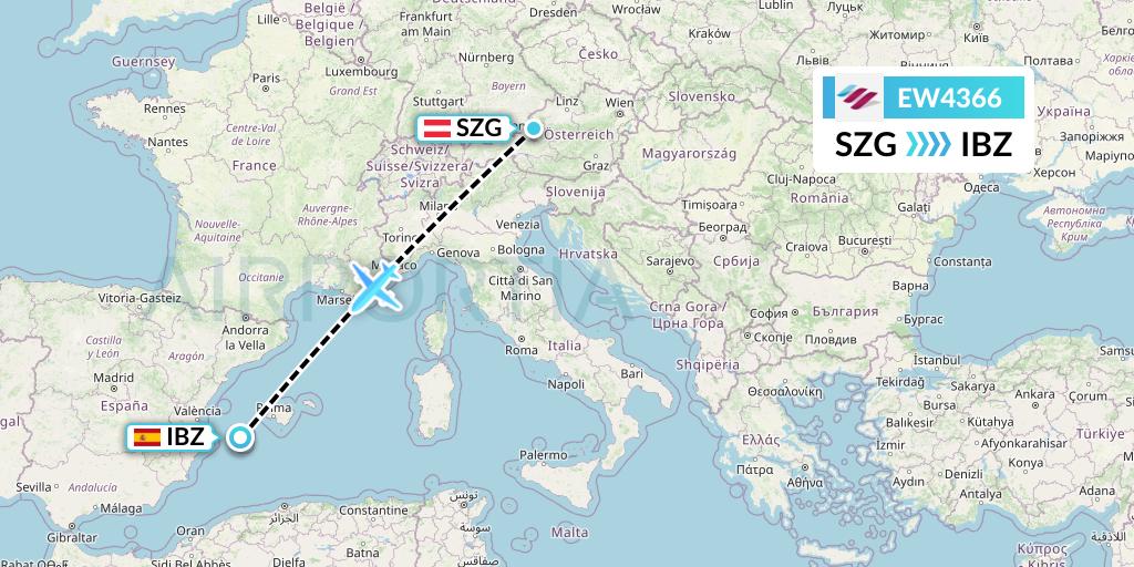 EW4366 Eurowings Flight Map: Salzburg to Ibiza