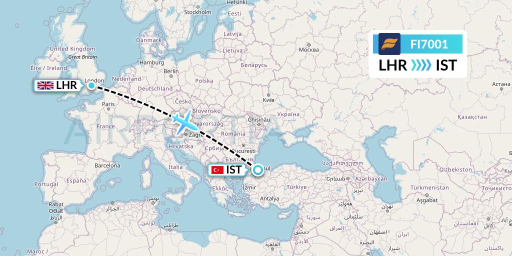 FI7001 Icelandair Flight Map: London to Istanbul