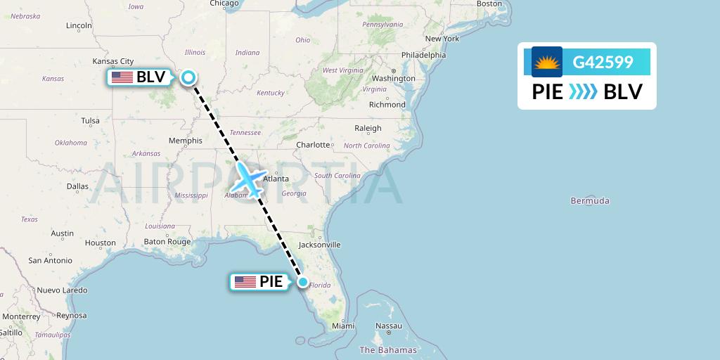 G42599 Allegiant Air Flight Map: St. Petersburg to Belleville