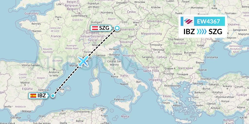 EW4367 Eurowings Flight Map: Ibiza to Salzburg