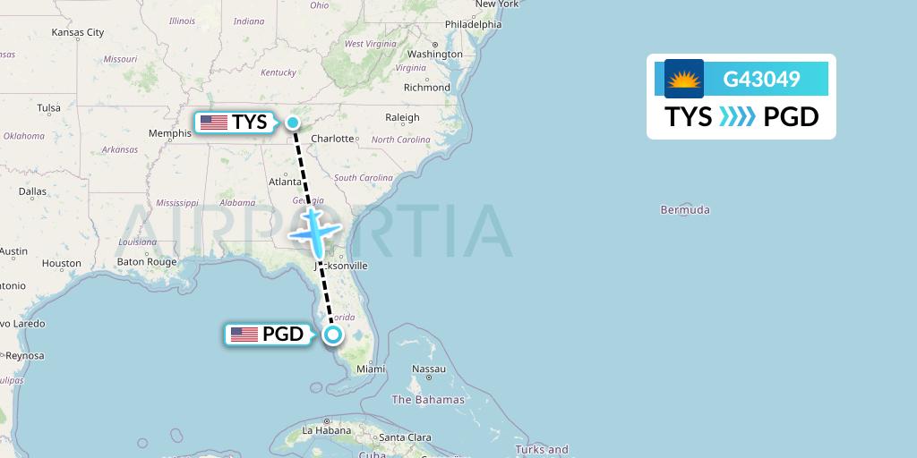 G43049 Allegiant Air Flight Map: Knoxville to Punta Gorda