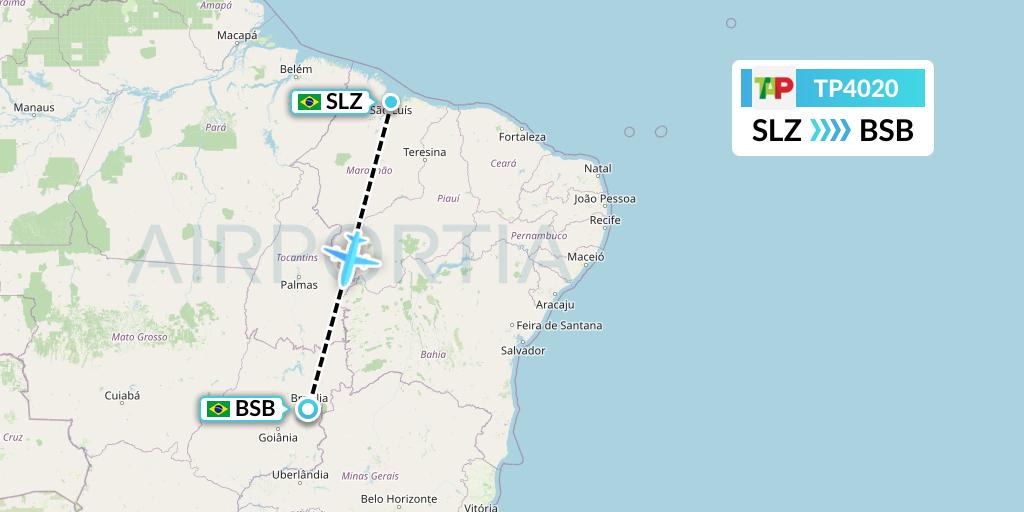 TP4020 TAP Portugal Flight Map: Sao Luis to Brasilia