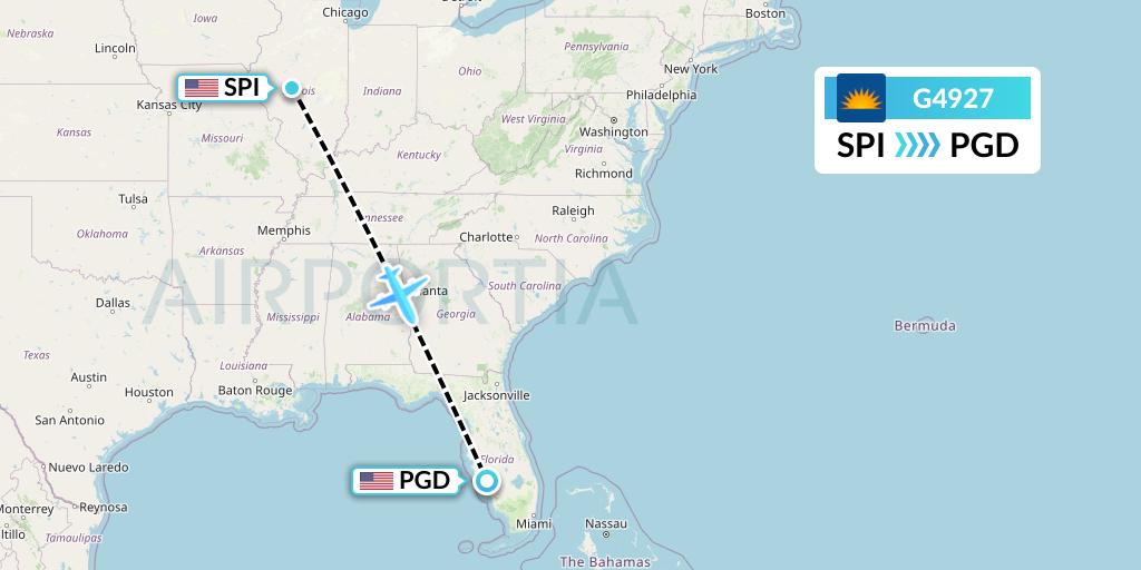 G4927 Allegiant Air Flight Map: Springfield to Punta Gorda