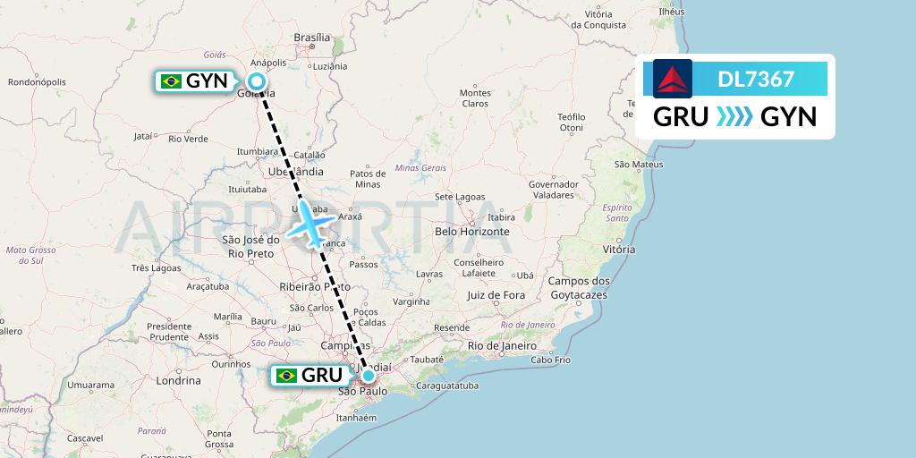 DL7367 Delta Air Lines Flight Map: Sao Paulo to Goiania