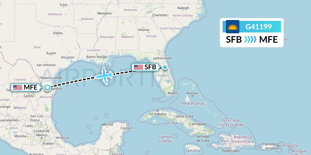 G41199 Allegiant Air Flight Map: Orlando to McAllen