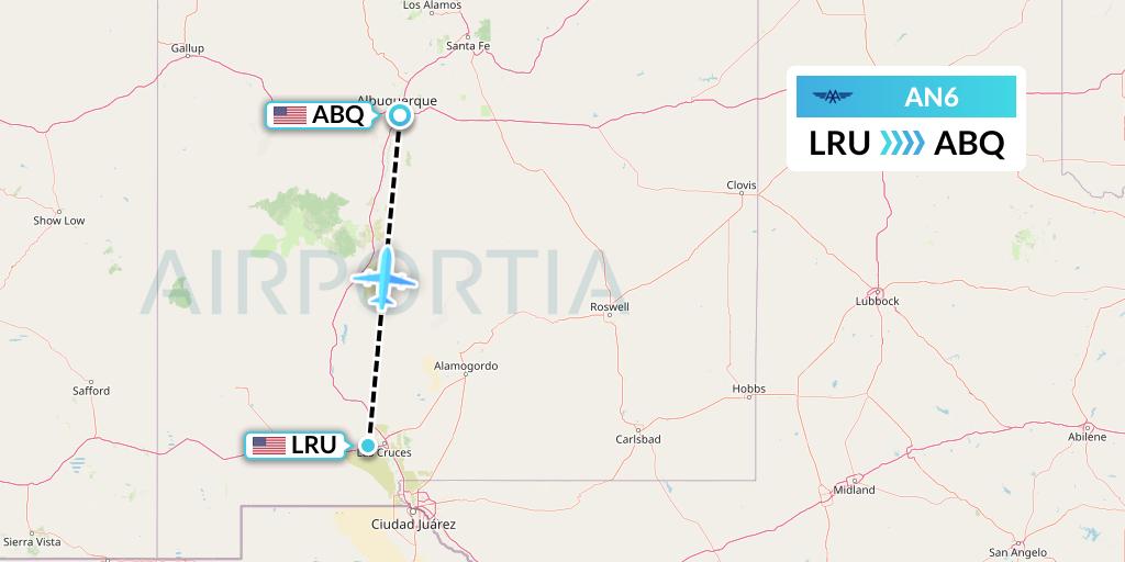 AN6 Advanced Air Flight Map: Las Cruces to Albuquerque