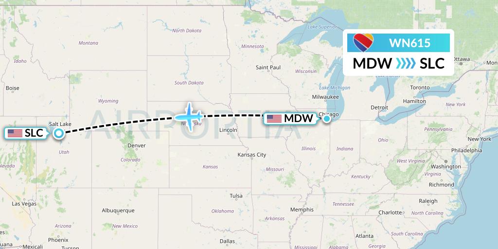 WN615 Flight Status Southwest Airlines Chicago to Salt Lake City (SWA615)