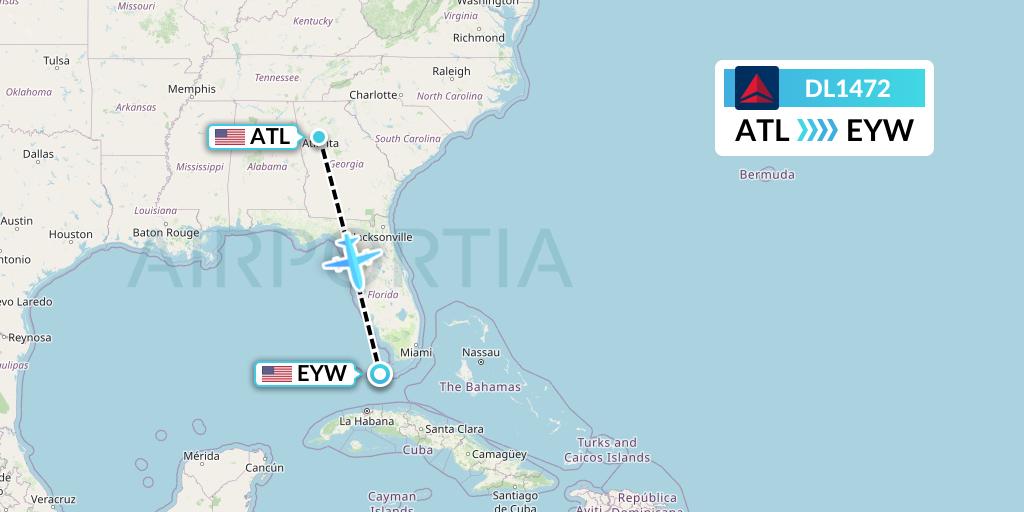 DL1472 Delta Air Lines Flight Map: Atlanta to Key West