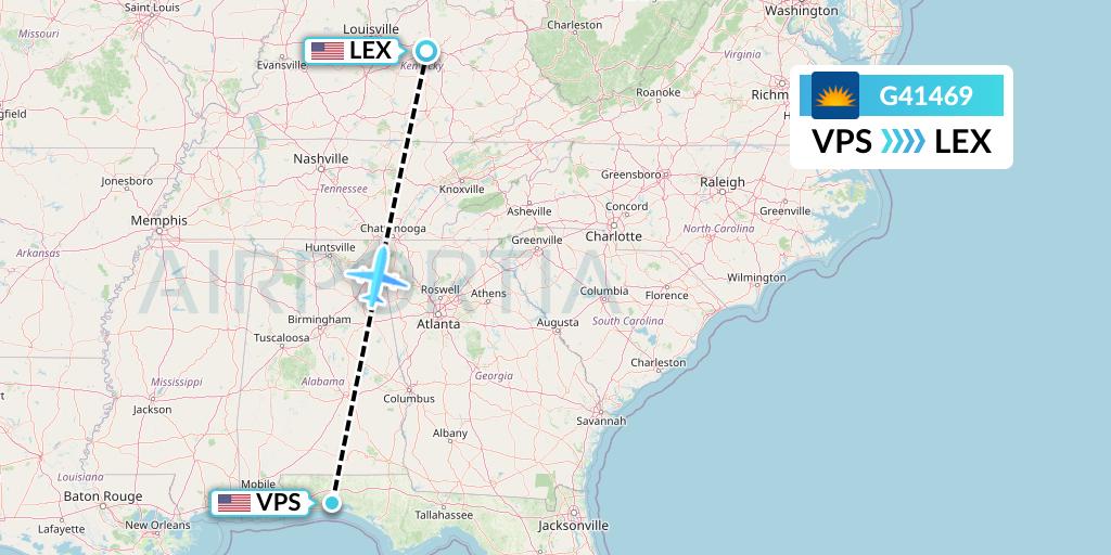 G41469 Allegiant Air Flight Map: Valparaiso to Lexington