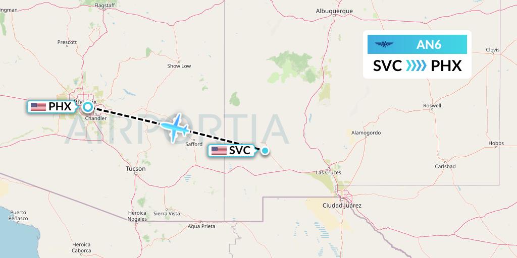 AN6 Advanced Air Flight Map: Silver City to Phoenix
