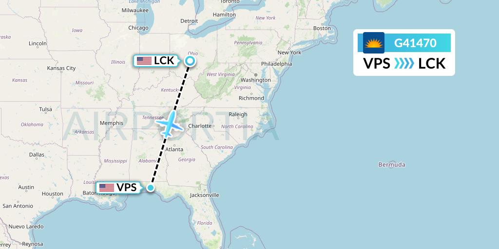 G41470 Allegiant Air Flight Map: Valparaiso to Columbus